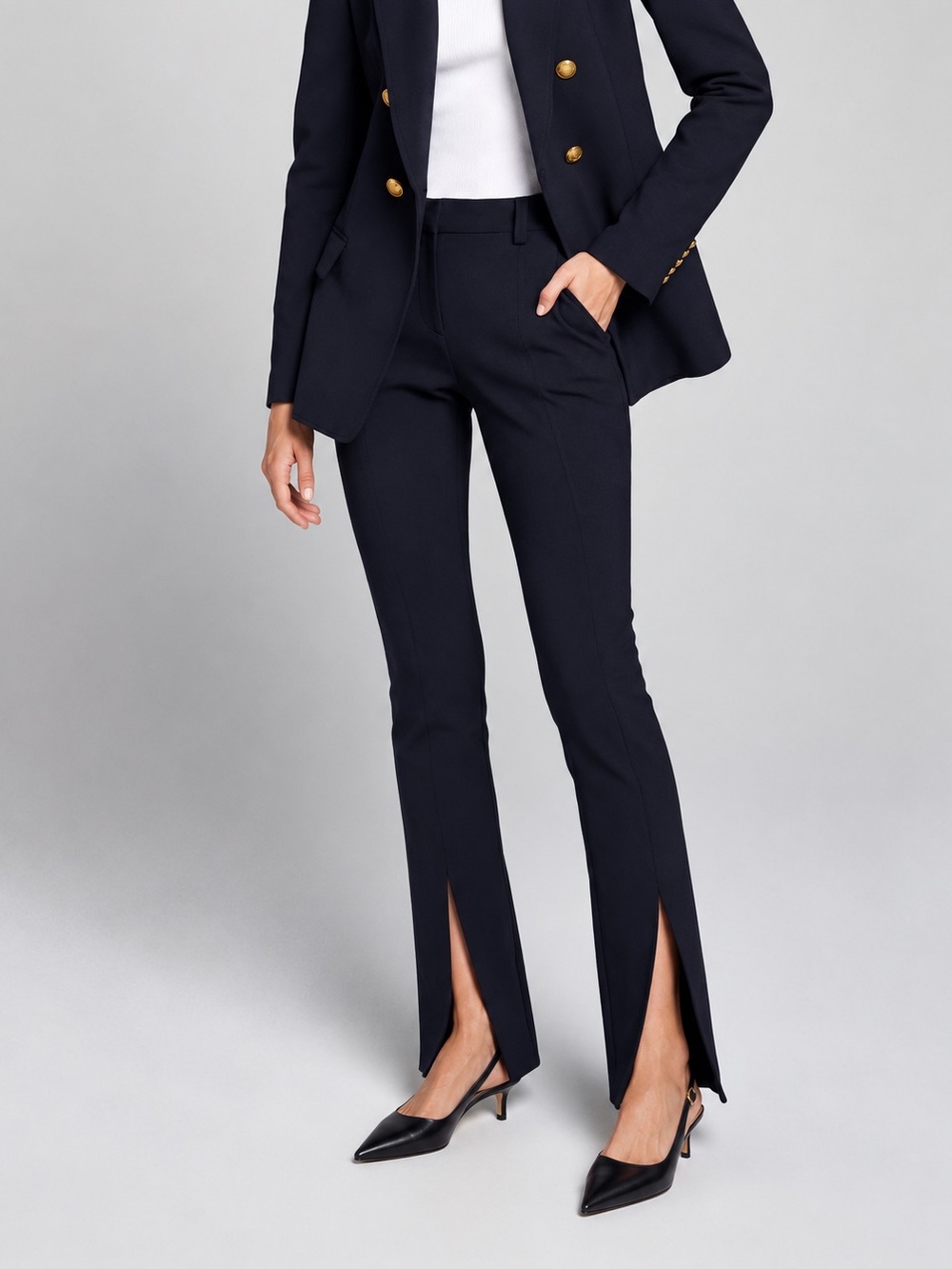 A.L.C Conway Dark Navy Blue Front Slit Slim Pants Size 2